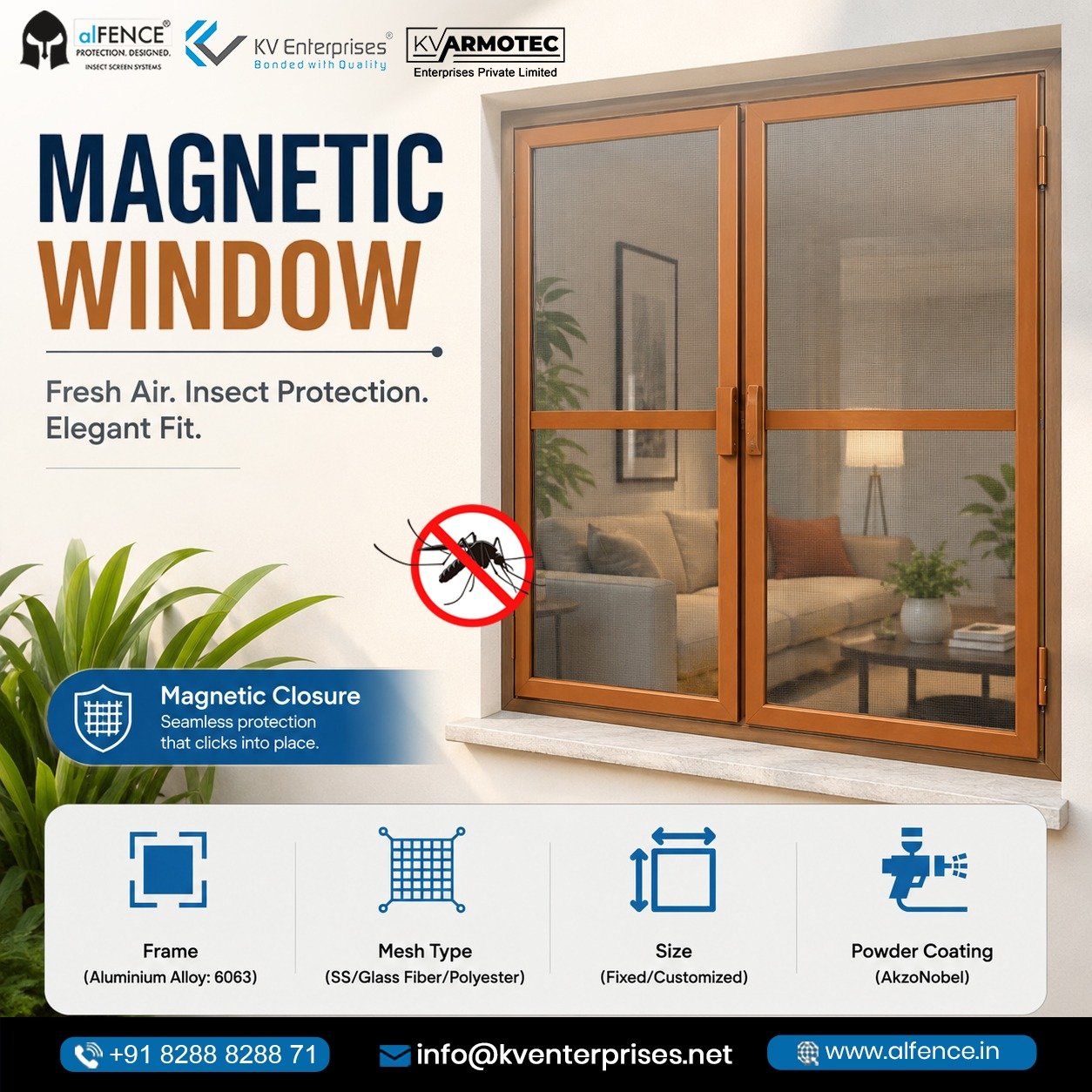 Magnetic Type Mosquito Window Manufacturers in India