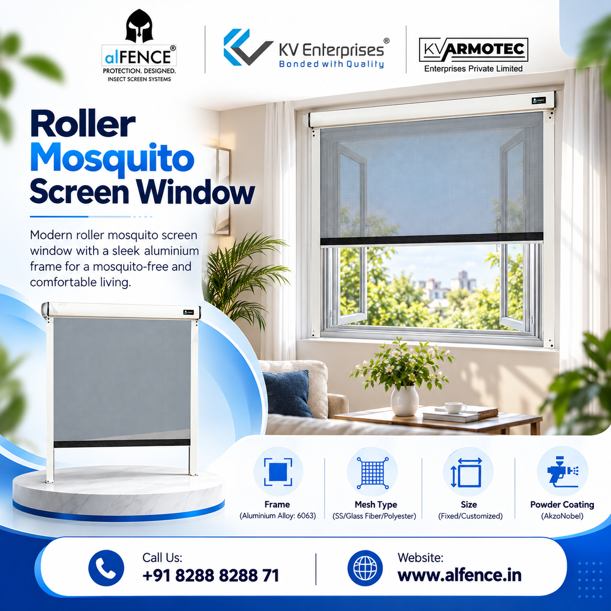 Roller Mosquito Screen Window for Modern Homes